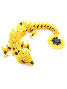 🌻 3D-Printed Articulated Sunflower Dragon – Fantasy Creature & Fidget Toy | Custom Colors | Official Cinderwing3D Design 🐉
