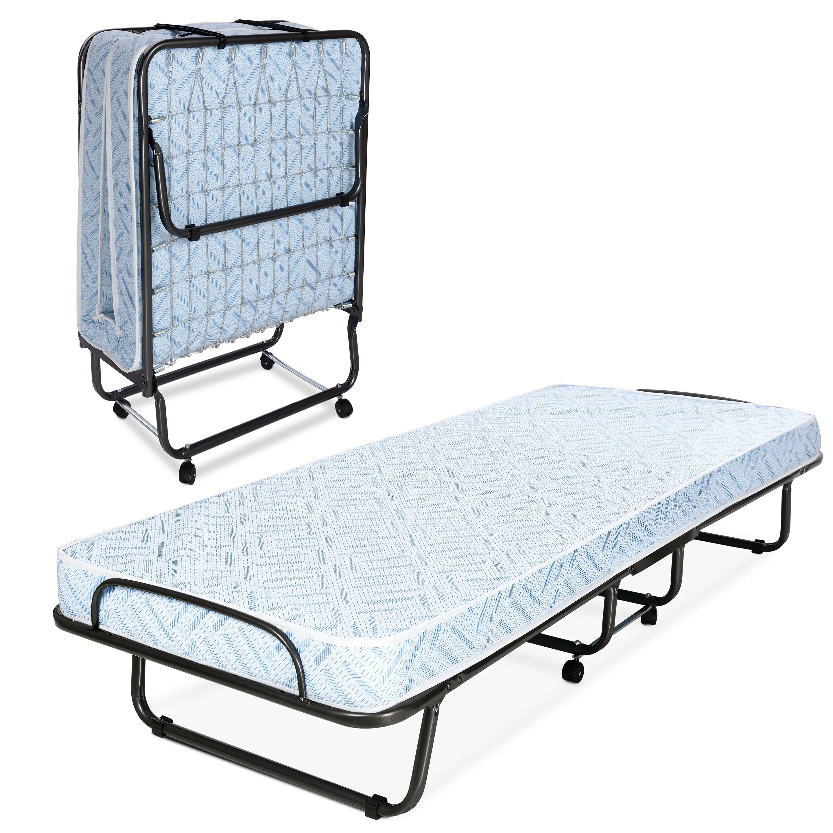 Foldable Bed - Portable Compact Indoor Furniture with Folding Mattress, Sturdy Metal Bed Frame, 32 lbs, Easy Assembly, Quick to Set Up, Compact Bed