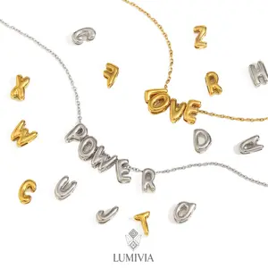 DIY Hollow Letter Pendant Necklace, Stainless Steel Plated with 18K Gold, Fashionable and Unique Mini Jewelry Accessory