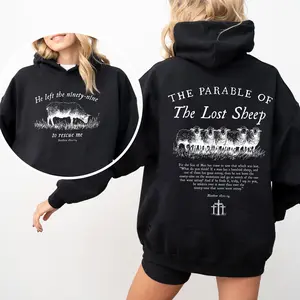He Left The Ninety Nine To Rescue Me Hoodie Pullover, Parable Lost Sheep, 99 Sheep, Religious, Christian, Faith, Bible Hoodie, Hooded Sweatshirt