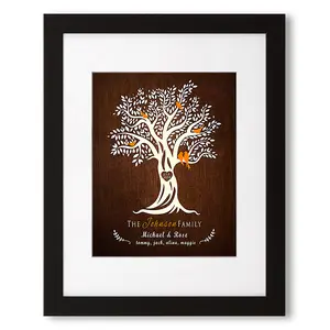 Family Tree Personalized Photo Prints Gift Family Members Names Gift for Anniversary,Valentine's day,Wedding. 14x11 inches & D-Mats UNFRAMED