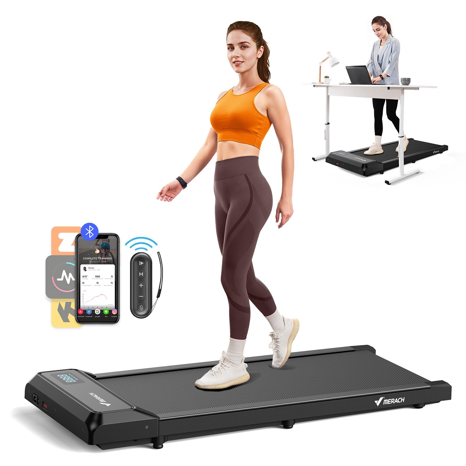 Merach Under Desk Treadmill, 2-in-1 Walking Pad for Walking and Jogging 2.5HP Low-Noise Treadmill with Remote Control Lanyard 265lbs Weight Capacity Home Exercise Equipment Home Gym Equipment Summervibes