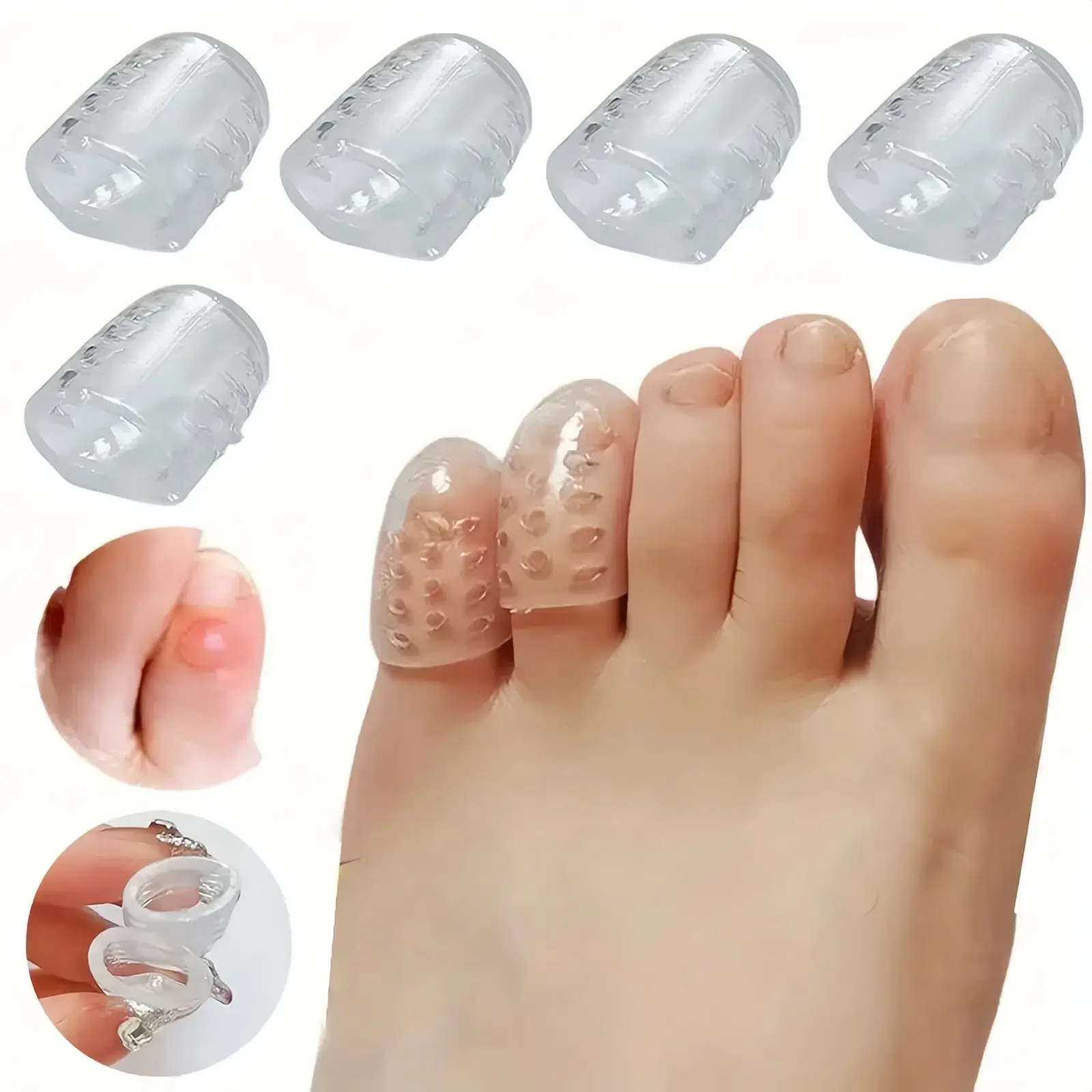 20 Pcs Silicone Clear Finger Toe Protectors Cover, Anti-Slip Breathable Wear-Resistant, Multi-Purpose Protection for Fingers & Toes, Toe Protectors For Shoes, Non Slip Protector