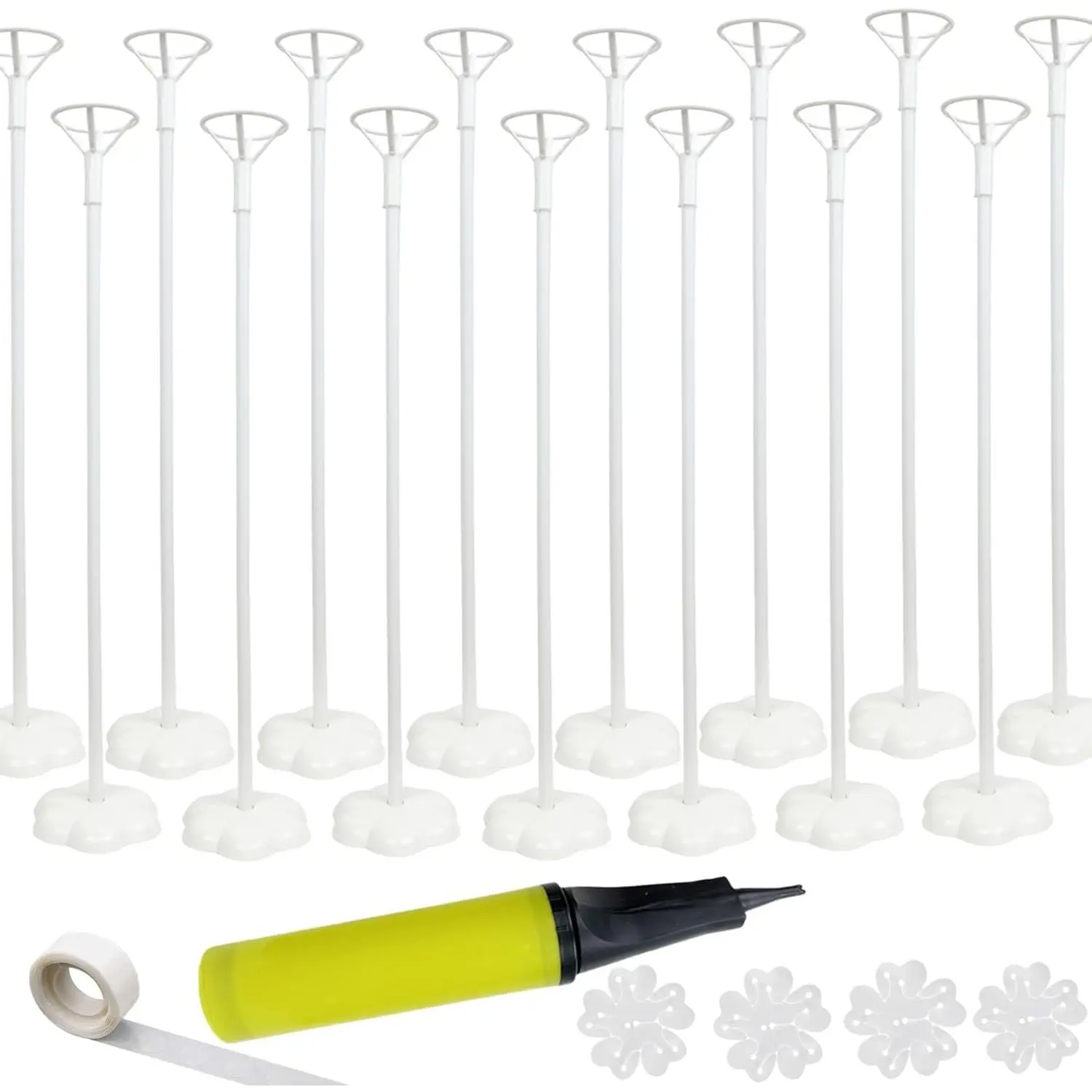 Balloon Stand Kit, 15 pack Balloon Stick Holder with Base for Table Top Centerpiece Party Decoration, Reusable Balloon Column Stand Suit for Happy Birthday/ Shower/Wedding Parties