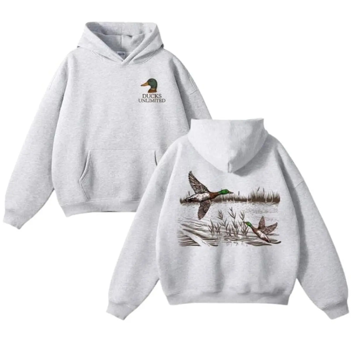Ducks Unlimited Mallard Hoodie, Scenic Flying Ducks Artwork For Men Shirt, Great For Hunting Season & American Sweatshirt, Unisex Sweater Pullover Tee