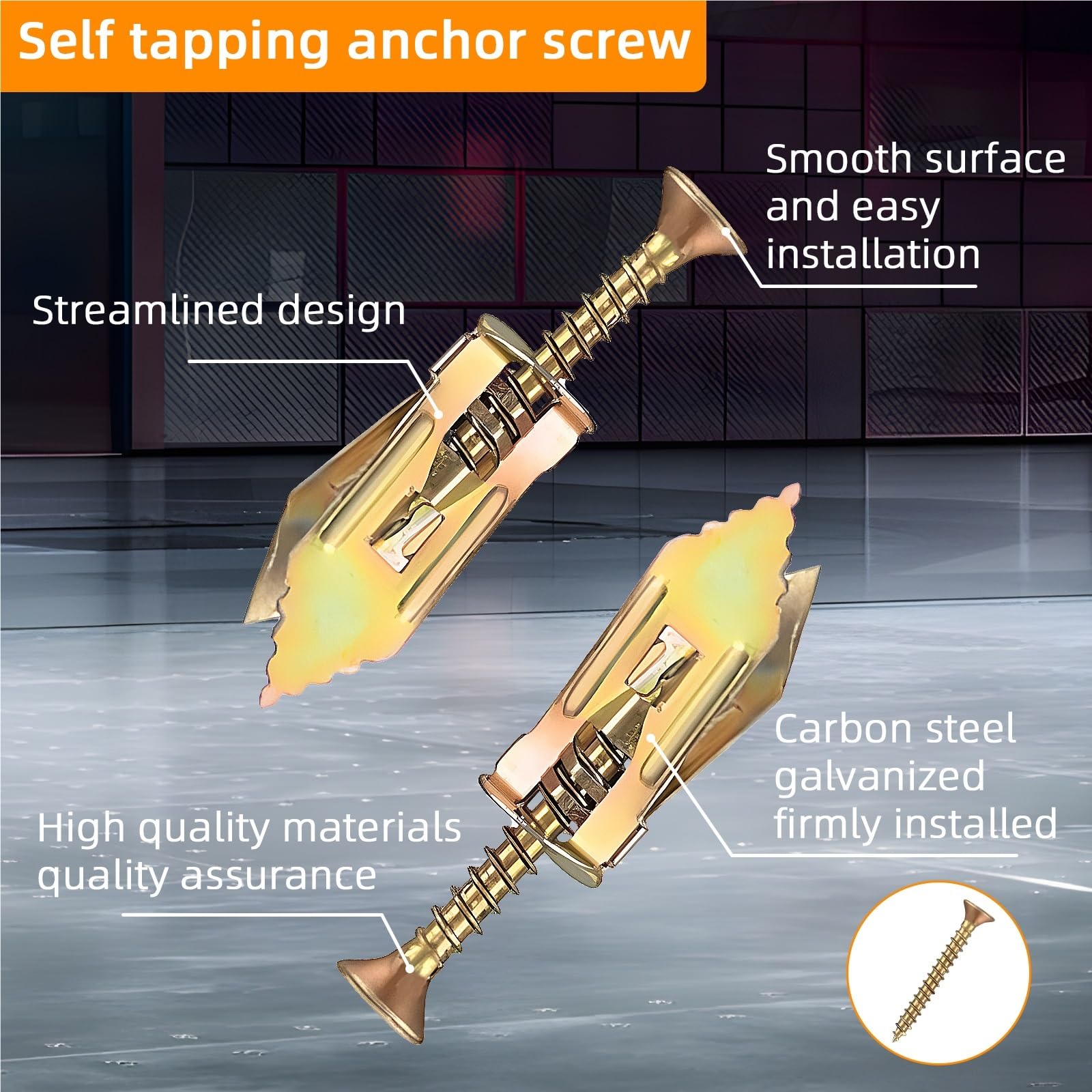Upgrade Heavy Duty Drywall Self Drilling Anchor Kit Galvanized Spring Steel Expansion Screw Anti Corrosion Anti Stripping Thread No Damage Wall Mount Fasteners