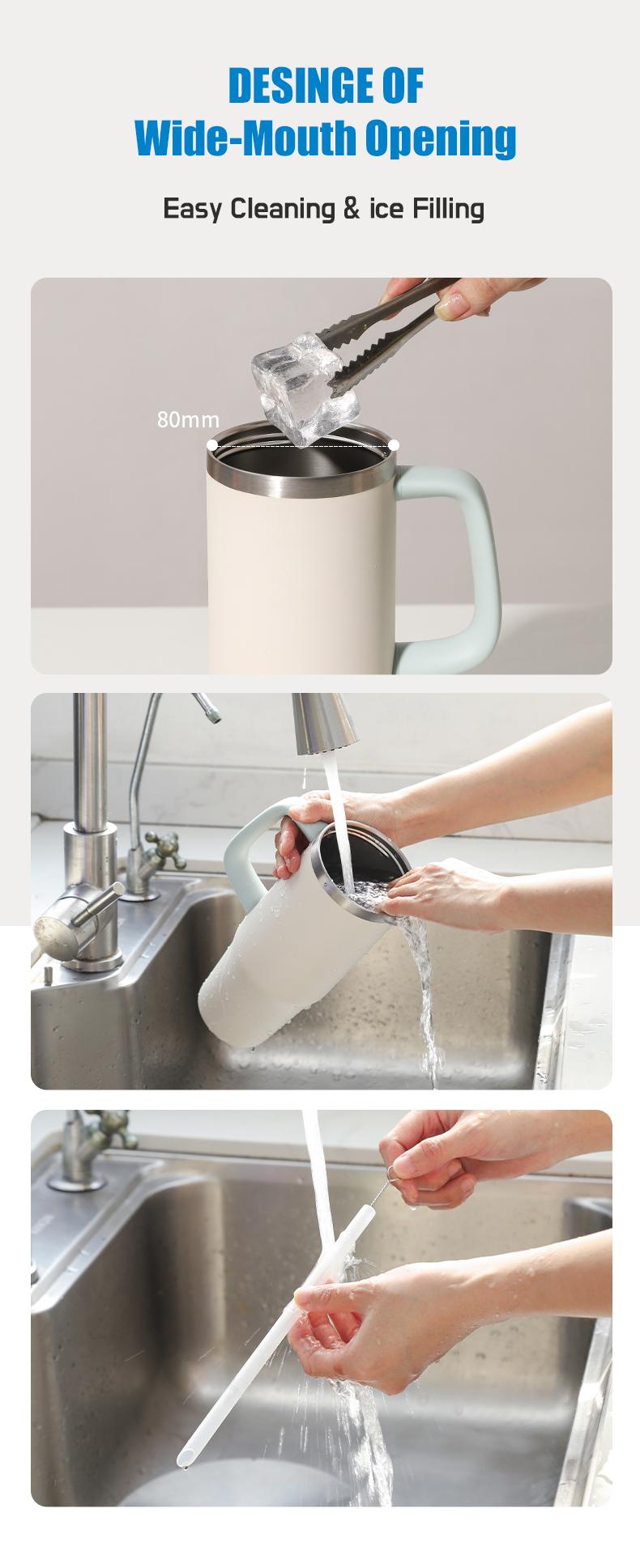 40 oz Stainless Steel Tumbler with Insulated Vacuum Cup - Flip Straw Mug with Leak-Proof Lid, Handle. One-Click Drinking Water Bottle, Car-Friendly for All Day Hot & Cold, 2026 NewYear Gifts