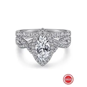 S925 Sterling Silver Luxury Artificial Zircon Engagement Rings for Women, 2024 New Style Eternal Promise Wedding Ring, Ladies Fine Jewelry Anniversary Gift