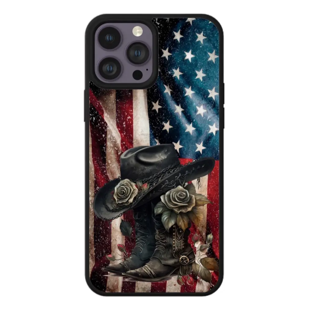Weathered Patriotic Flag Cowgirl Boots Phone Case Shockproof Protective Protection
