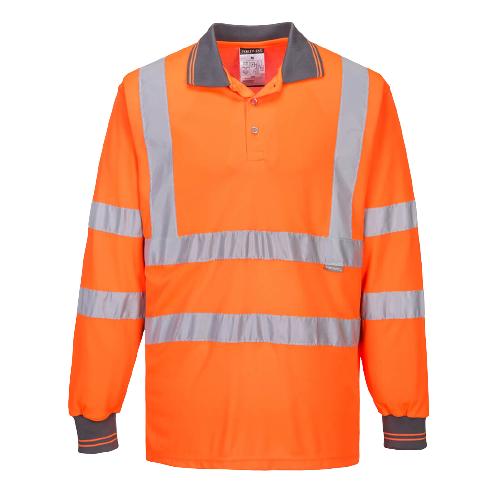 Portwest Hi-Vis Long Sleeved Polo 2 Tone Reflective Taped Work Safety S277