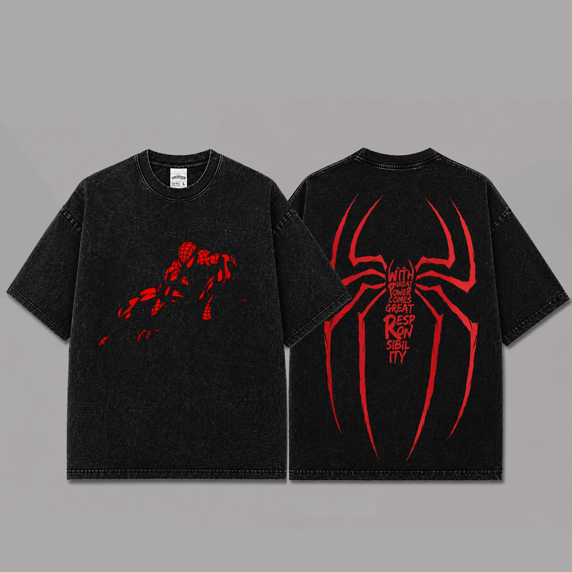 Ver 10 Spidey Inspired Oversized Black Graphic T-Shirt, Vintage Movie Actor Fan Tee, The Peter Shirt, Y2K Comic Style Streetwear Top, Black Cotton Unisex Tee, Retro Superhero Inspired Shirt, Gift for Movie Fans