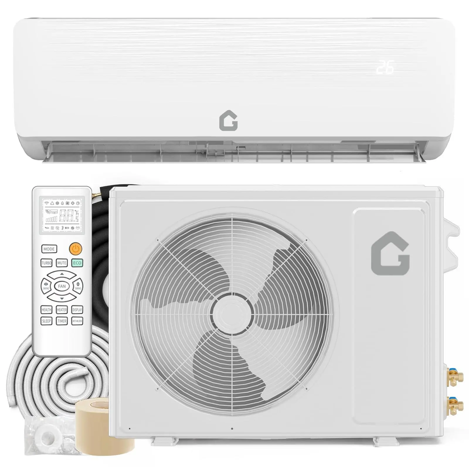 12,000K BTU Split Air Conditioner and Heater, SEER2 19, 208-230V, All- Season Application, Remote Control, Sleep Mode, Timer Function, for Bedroom, Living Room and Space up to 750 Sq Ft