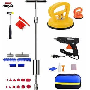 Professional Paintless Dent Repair Kit, 100W Heavy Duty Glue Gun & Slide Hammer T-Bar 4-in-1 System with Glue Tabs & Suction Cups, DIY Auto Body Tool Set for Car Hail Damage & Door Ding Repair