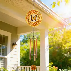 Butterfly Design Wind Chime, 3D Butterfly Wind Spinner, Outdoor Yard Hanging Decor for Garden Patio, Unique Gift for Mom, Women, Chimes Lovers