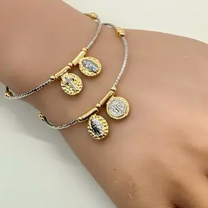 14k Gold Plated, Guadalupe, San Benito Coin bracelet