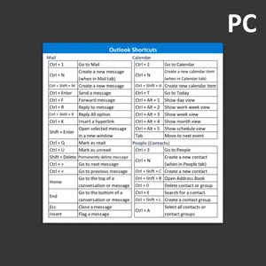 Outlook Shortcuts Sticker (PC) 3" x 3" Sticker for Laptop or desk