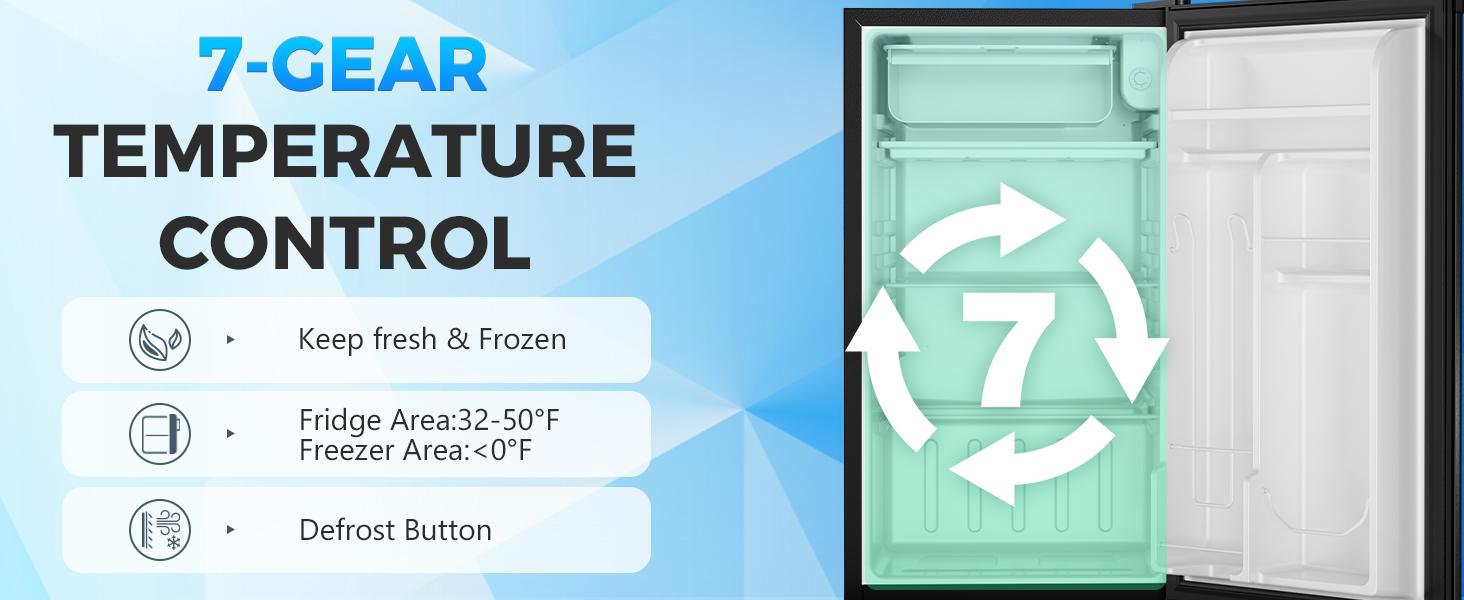 Antarctic Star 3.2 Cu.Ft. Mini Fridge with Freezer, Small Refrigerators with Adjustable Thermostat, Low Noise, Energy Saving, Compact Refrigerators for College Dorm, Office, Bedroom, Apartment, Black