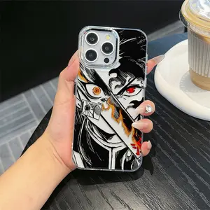 Cool Anime Pattern Transparent Metal Frame Phone Case for iPhone 11-16 Pro Max, Shockproof Full Protection, Perfect Gift for Women & Teens