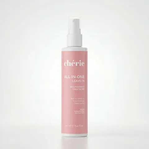 Cherie All-In-1 Leave-In Multibenefit Treatment (250ml) - Macadamia, Flaxseed & Camellia Oils Infusion for Hydration, Smoothness, UV Protection, Silky Dry Hair - Vegan, Paraben-Silicone-Free, Cruelty-Free Hair Care