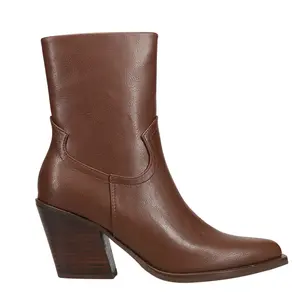 Shu Shop Womens Victoria Pointed Toe Zippered Casual Boots Ankle Mid Heel 2-3" - Brown