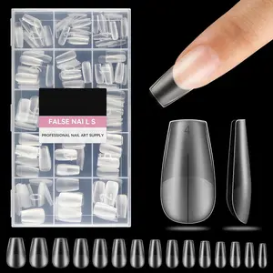 Coffin Nails Tips Pre-buff Soft Nail Tips Matte Coffin False Nails Tips Acrylic Full Cover 312Pcs 15Sizes Gelly Press On Nails Fake Nail Tips for Nail Extension DIY Salon