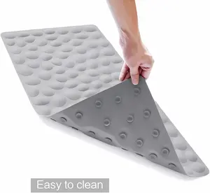 Non-Slip Bathtub Mat for Elderly & Kids, Extra Thick Shower Mat with Strong Suction Cups, Natural Rubber Bathroom Safety Mat, Machine Washable, Mold Resistant, Eco-Friendly (31.5"x16" or 40"x16", Gray)