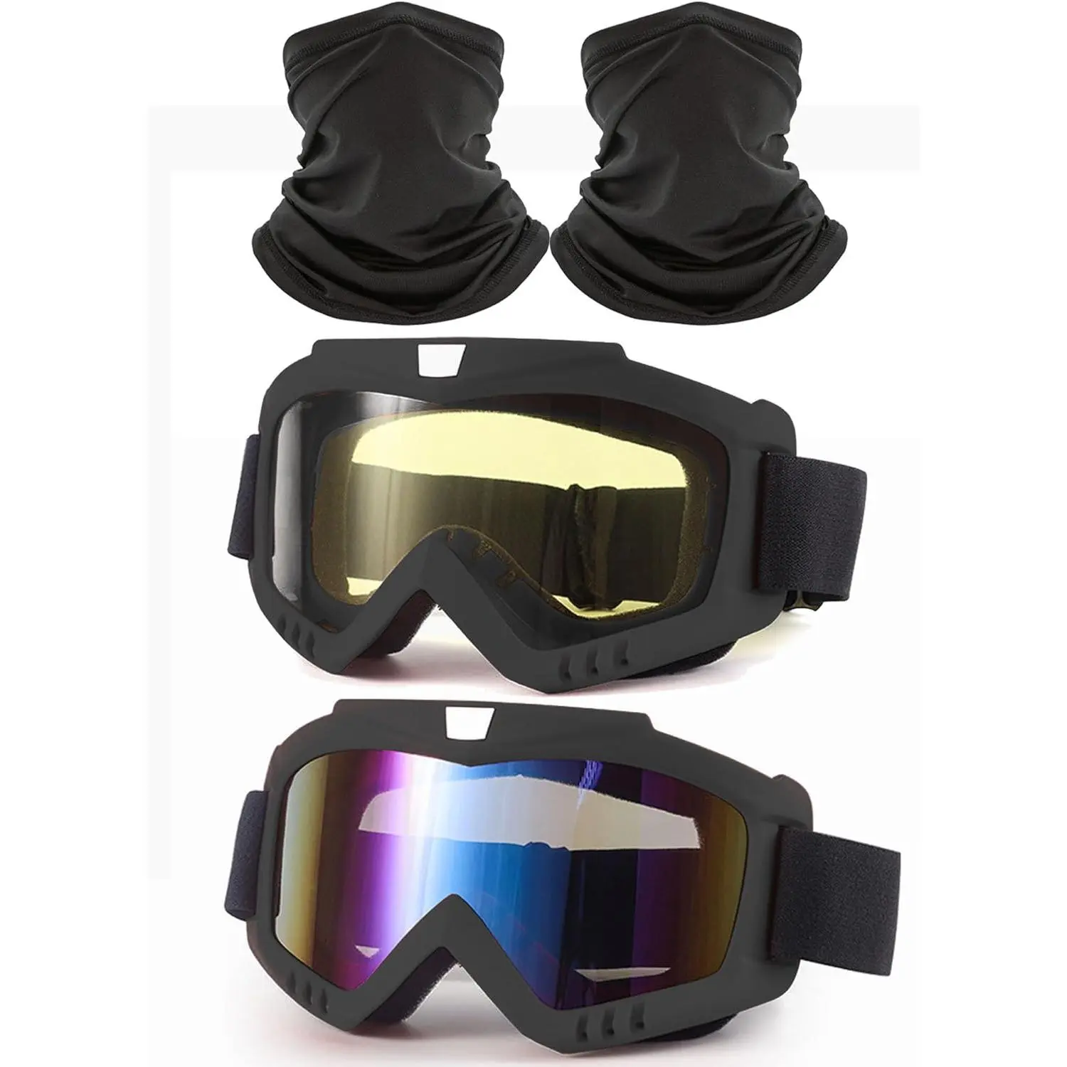 Girls' Comfortable Flexible 2-Count Dirt Goggles with Adjustable Covers, Synthetic Compact Windproof Sun Protection Gear for ATV Riding, Skydiving, Automotive & Motorcycle Use (2-Pack Set), Off-Road
