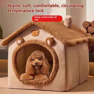 Cozy House-Shaped Pet Bed for Winter Warm Soft Comfortable Circulating Temperature Lock Perfect for Small Dogs and Cats Ideal for Teddy Breeds Year-Round