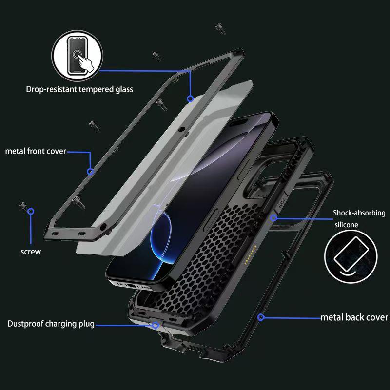 360° Full Body Protective iPhone Case, Waterproof Dustproof Shockproof Built-in Screen Protector, Magnetic Compatible Cover for iPhone 17/16/15/14/13/12/11/X Series