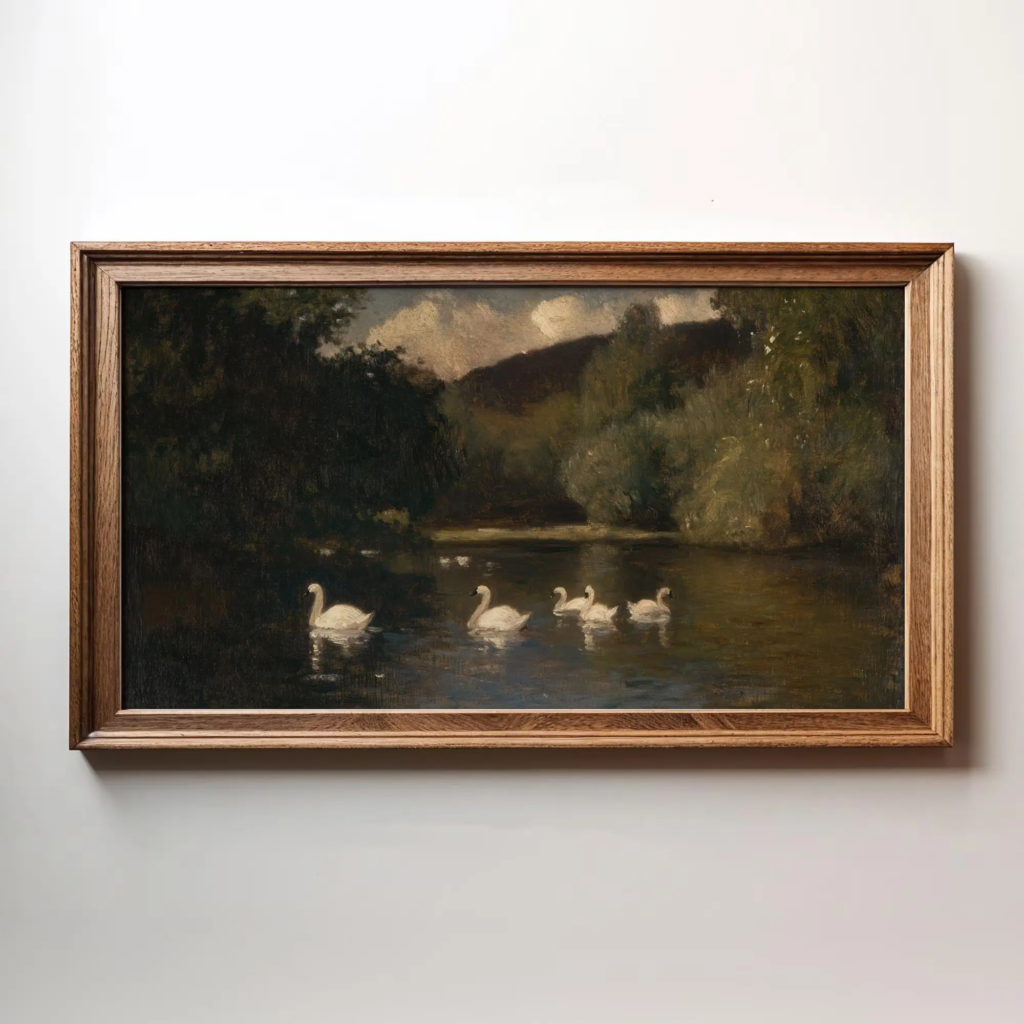 Swan  Vintage Swan Oil Painting, Swan Lake  Art,  Spring  Summer Art, Swan Lake Decor