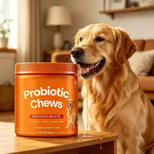 Probiotic chewable tablets for dogs, helps support digestive function and boost immunity. 120 tablets per bottle,