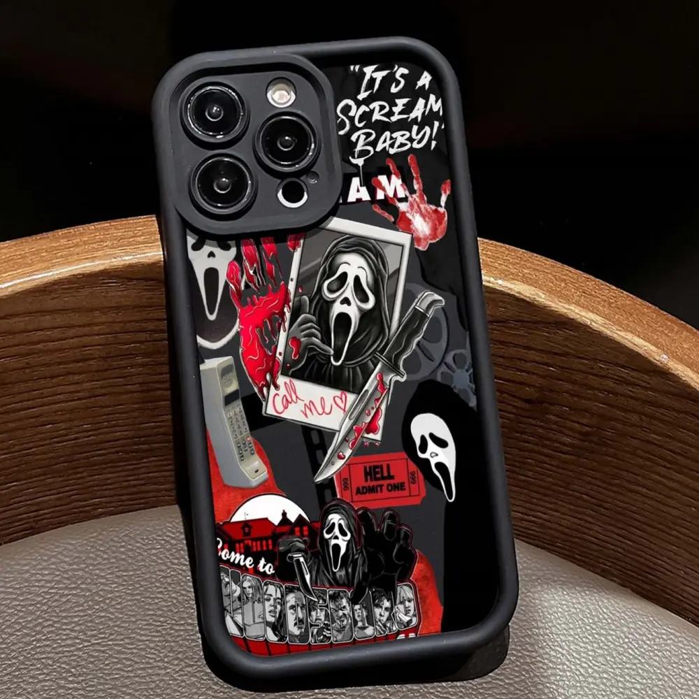 Halloween Ghost Face Photo Pattern Aesthetic Phone Case for iPhone Series, Shockproof Protection, Sand Texture, Fits iPhone 11/12/13/14/15/16/XR/13promax/16plus, Unisex Holiday Gift Accessory