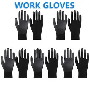 5/10 Pairs Durable PU Coated Work Gloves, Anti-Slip Safety Gloves for Construction & Gardening, Wear-Resistant Daily Tasks