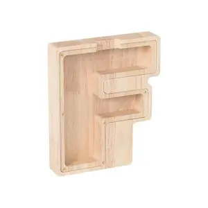 Wooden Letter Shaped Piggy Bank, Creative Acrylic Piggy Bank, Cash Saving Box, Wooden Savings Box, Durable Decor for Living Room & Bedroom, Coin Piggy Bank