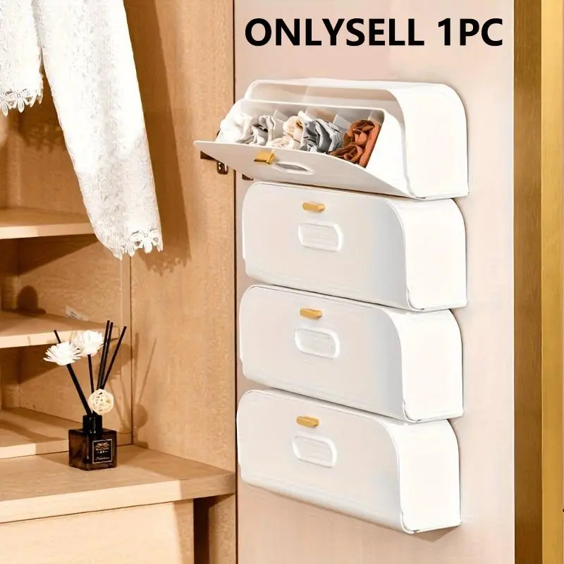 Modern Minimalist Wall-Mounted Sock Organizer Boxes, No Drilling, Multi-Functional Storage Solution, Ideal for Bedroom, Kitchen, Bathroom, Perfect Gift