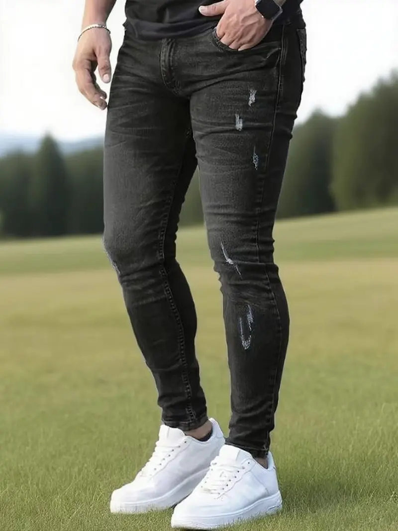skinny stacked jeans mens - TikTok Shop