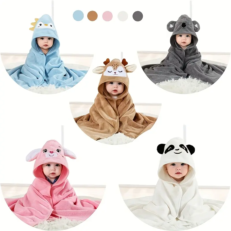 Children's Bath Towel, Soft and Breathable, Highly Absorbent, Cartoon Design for Kids, 80x80cm, Animal Print, 100% Polyester