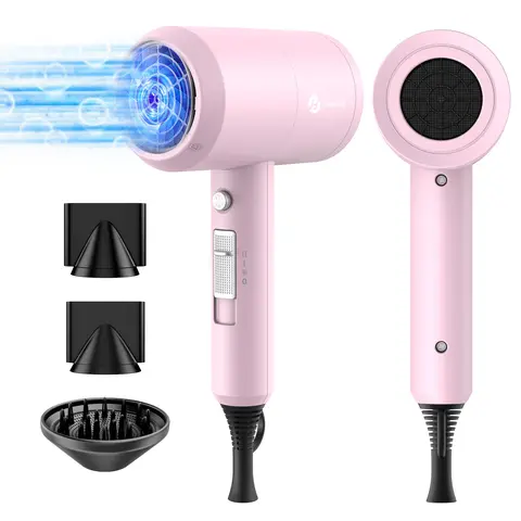 Slopehill Foldable Ionic Hair Dryer with Ionizer - 1800W Powerful, Heat Protection Hot/Cooling Wind, 3 Magnetic Attachments (Concentrator, Smoothing Tool), ETL, UL & ALCI Safety Plug, Mother's Day Gift techvibes