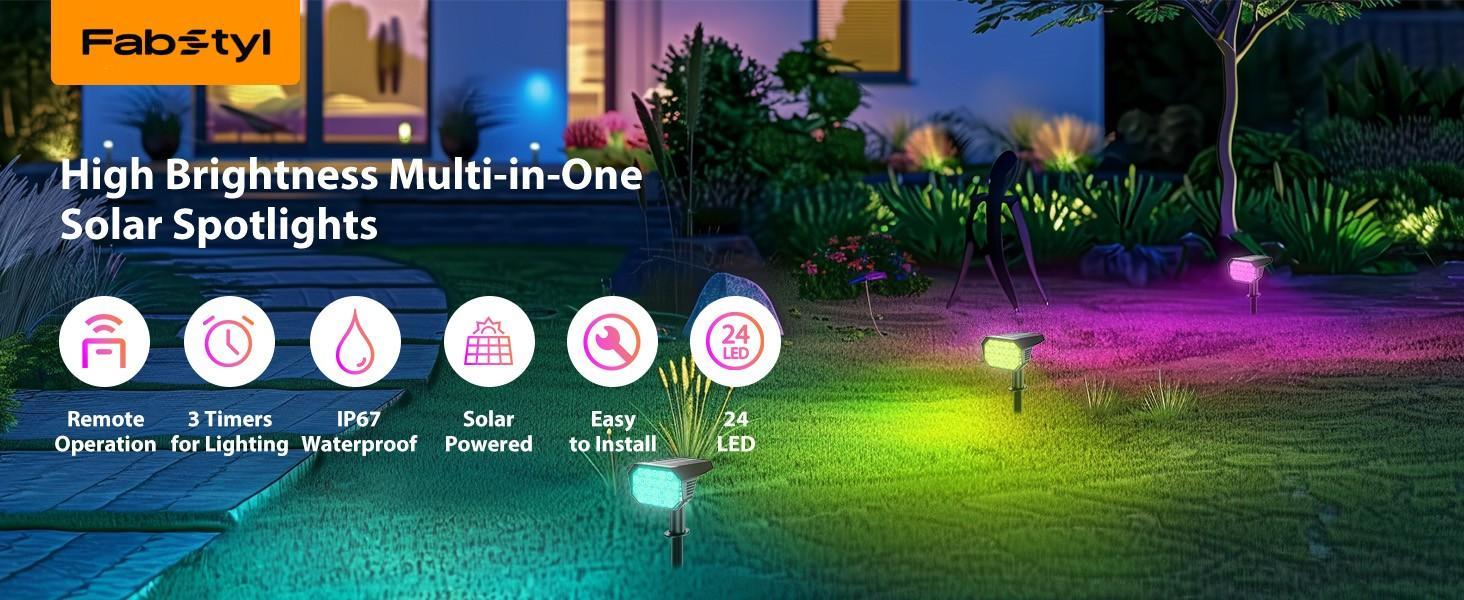 FabStyl RGB Solar Pathway LED Lights, Automatic Sync of Lighting Color, 8 Colors, Durable Waterproof for Outdoor, Auto ON/OFF, Easy Installation, Perfect for Festival Decor, Patio, Garden, Yard, Pathways, Walkways Decorative Lamp Panel FallFreshness