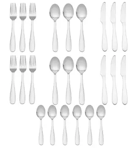 24 Piece Stainless Steel Flatware Set Service for 6 Silver