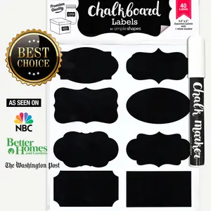 Chalkboard Labels Bundle, 40 Premium Stickers + (1) Chalk ink Marker Included