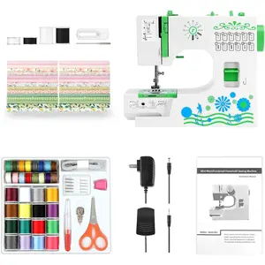 Mini Sewing Machine for Beginners with Sewing Kit & 28-Piece Set(Pink/Green), 12-in Stitches, 2-Speed with Foot Pedal, Sewing Machine for Home DIY(GREEN)