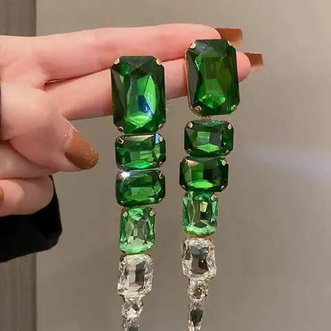 Luxury Gradient Crystal Long Dangle Statement Bridal Drop Dangly Earrings Dangling for Women, Perfect for Weddings Parties Holidays, Elegant Jewelry Gift Idea