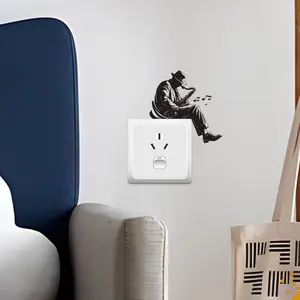 Creative Music Switch Sticker, Cowboy Playing Saxophone, Vinyl Wall Decal, Art for Living Room, Home Window Decoration, Flat Sticker Type