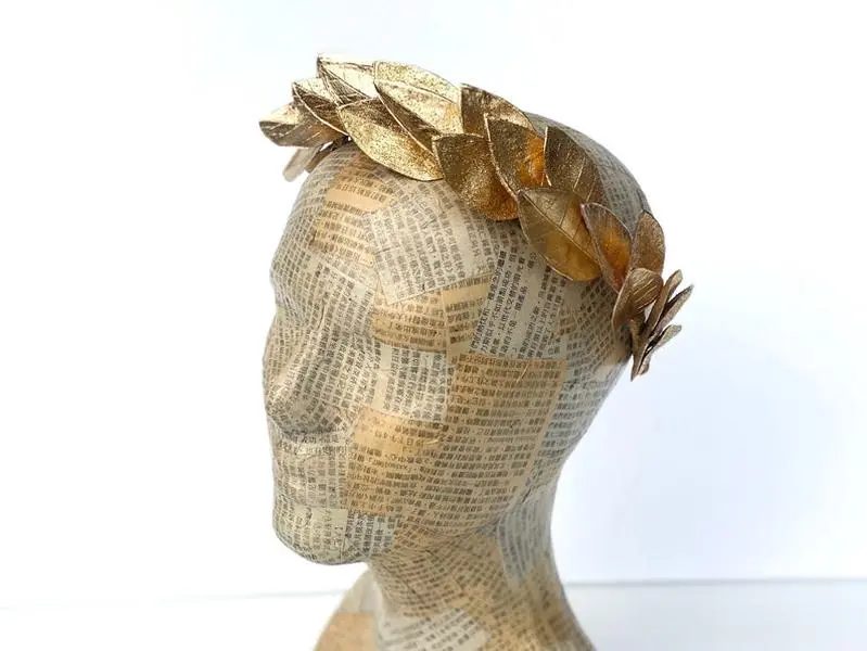 Gold Leaf Headband, Greek Wedding, Festival Wear, Gold Leaf Laurel, Roman God Headpiece, Toga Costume, Bay Laurel Crown, Renaissance, LARP