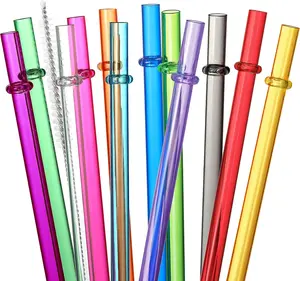 24PCS Reusable Plastic Straws Set with 4 Cleaning Brushes – 10.5” Long BPA-Free Tritan Hard Straws in 12 Translucent Colors, Replacement Drinking Straws for 16oz–32oz Tumblers, Cups & Mason Jars