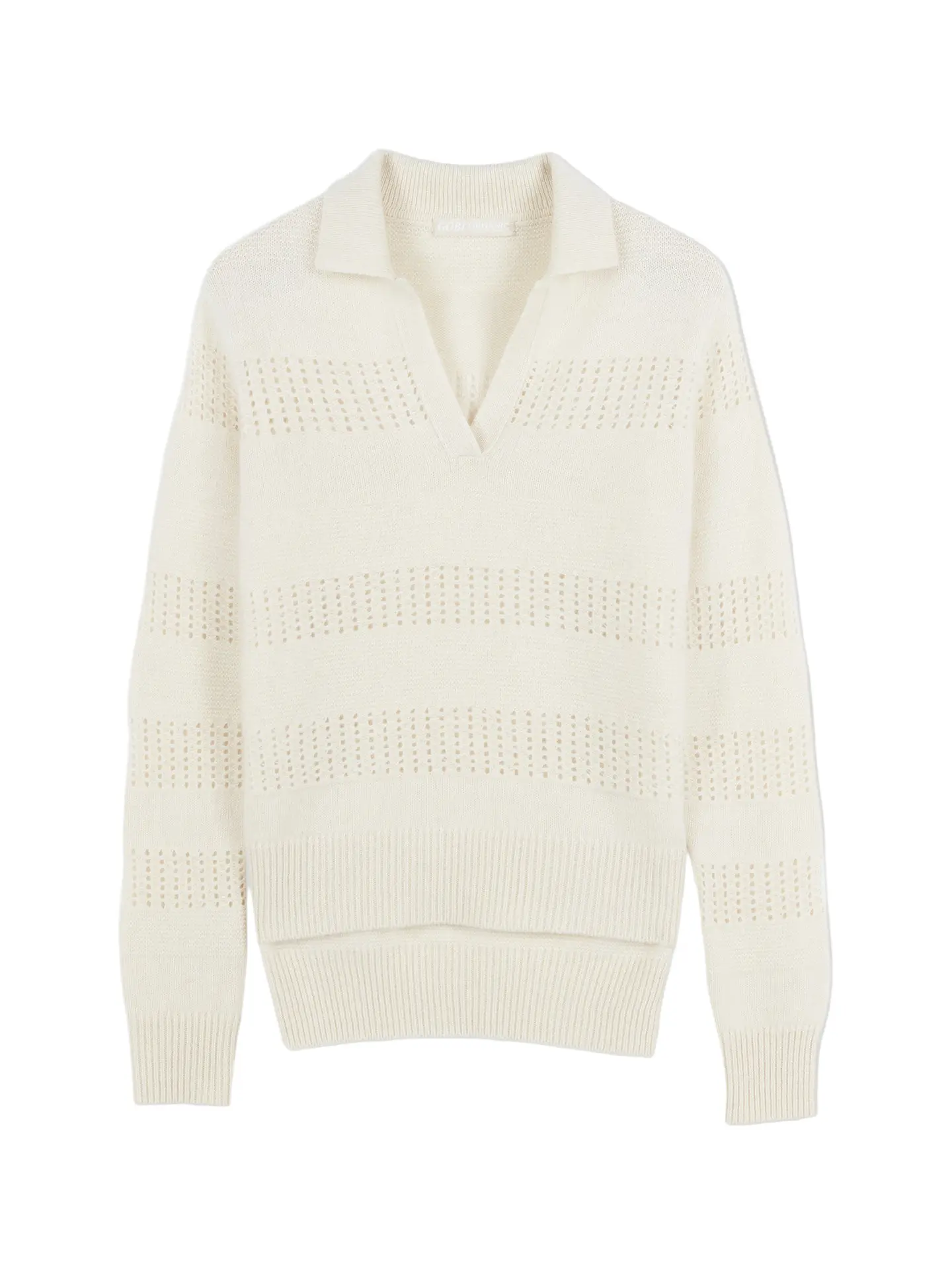 Natural Color Mixed Pattern Cashmere Polo
