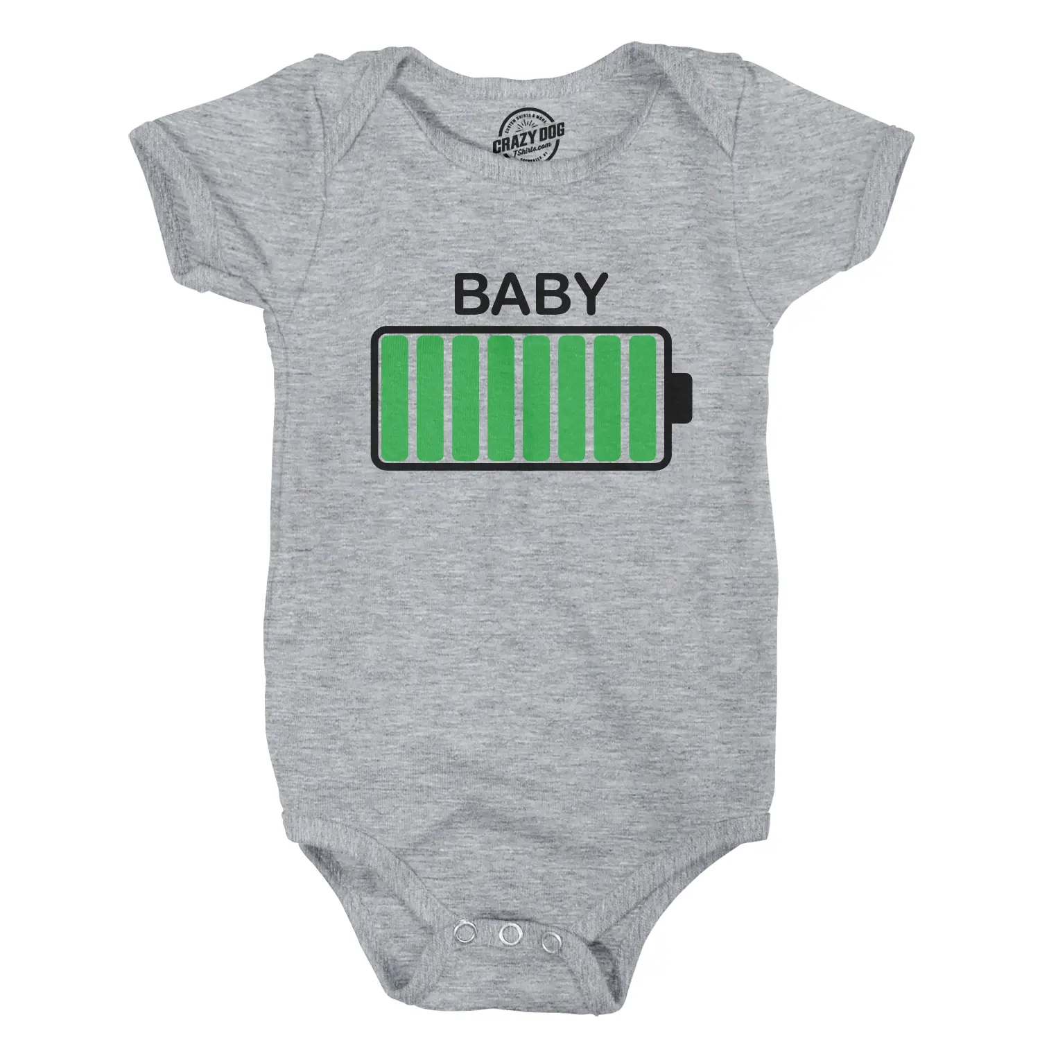 Baby Battery Fully Charged Funny Newborn Infant Creeper Bodysuit for Newborn Funny Baby Onesies Novelty Onesie Light Grey