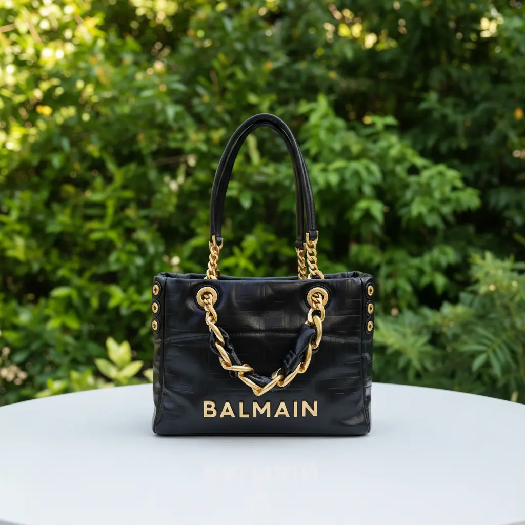 Pre-owned Balmain Leather Tote Bags Embossed Soft Small 1945 Tote New