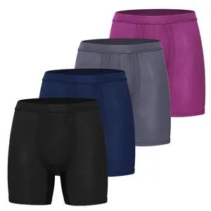 CATTIBOR 2 Pack Men Bamboo Underwear,Men Dual Pouch Underwear,Men Boxer Shorts Brief ,Sport Men Long Leg Boxer Shorts,Breathable Comfort Underwear Menswear